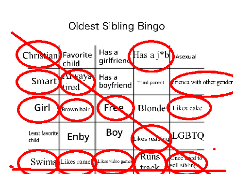 THREE IN A ROW- (eldest child bingo!)