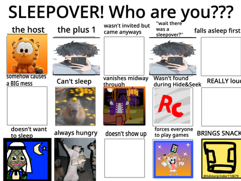 A SLEEPOVER?? Who will you be... remix remix remix remix remix