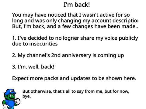 Sooo.... I'm back!