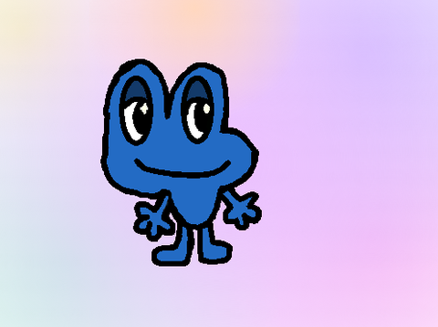 I gave him ribbits face 