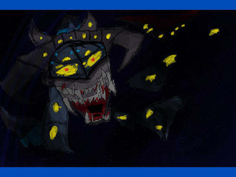 "It can taste the blood in the water" (art)
