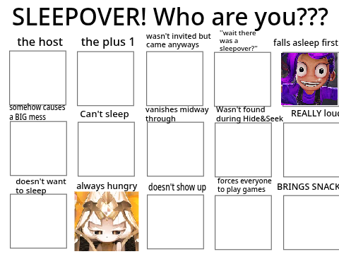 A SLEEPOVER?! Who will you be? remix remix