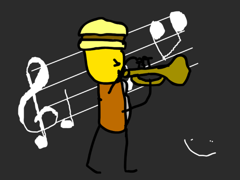 flup plays trumpet