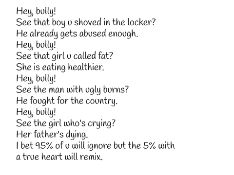 Hey bully: a stop bullying project.