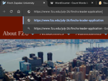 (gothic!) fzu.edu* | finch's july '26 swc leader application
