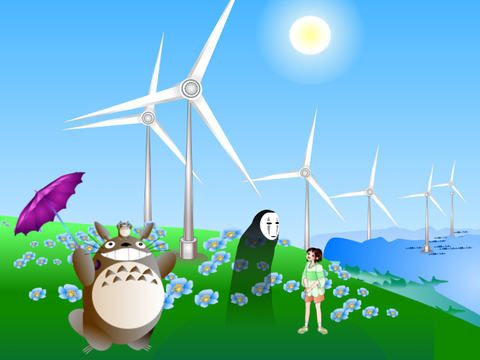 The wind turbines