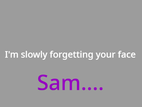 I'm slowly forgetting your face, Sam...