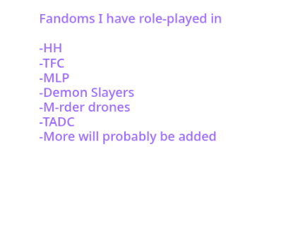  Fandoms I rp in