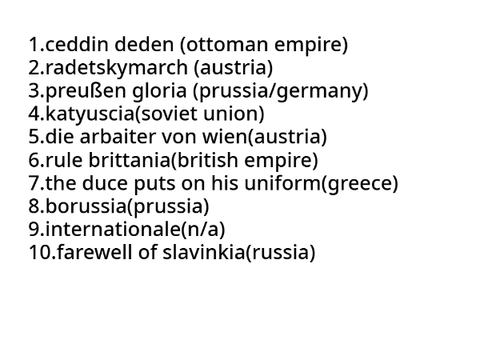top ten historical songs: