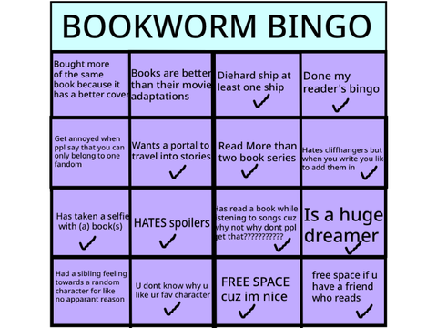BOOKWORM BINGO aka readers bingo pt 2 remix remix