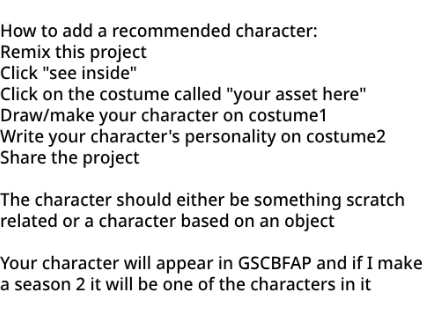 GSCBFAP recommend characters!