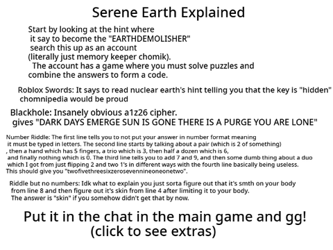 Serene Earth Explained (first victor)