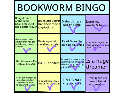 BOOKWORM BINGO aka readers bingo pt 2 remix