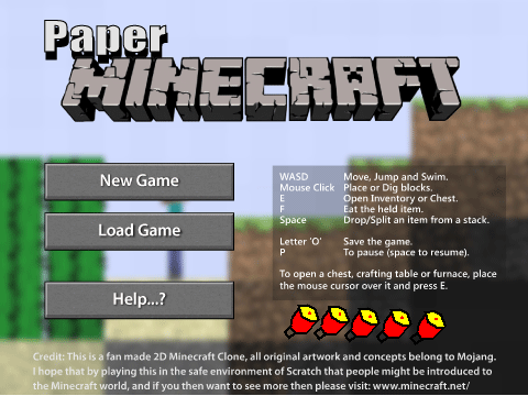 Paper/2D Minecraft with horses but no pigs