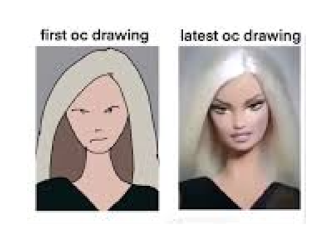 First drawing of oc vs latest meme with my (old) sona
