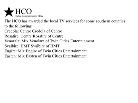 Conclusion of local southern bids - HCO