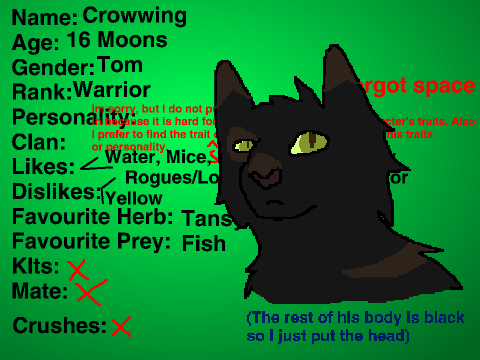 Warrior Cats RP Sign Up - Crowwing