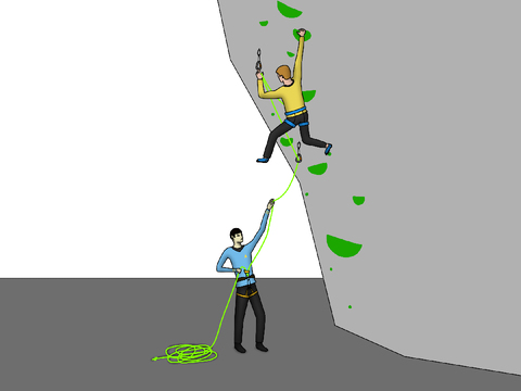 Spock belaying Kirk (Spirk art for Pride Month!)