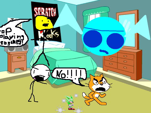 Add yourself yelling at the mad scratch cat to stop playing videogames remix remix remix