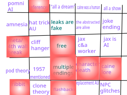 TADC BINGO CARD RESULTS: