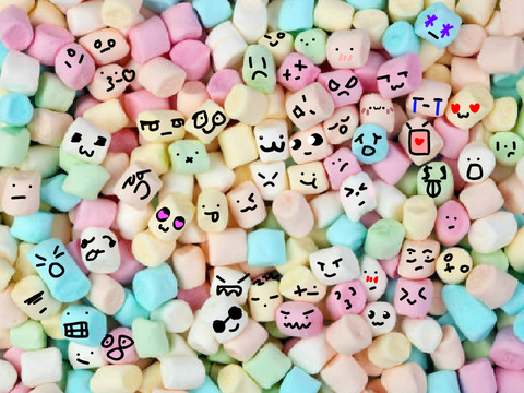 Marshmallows with faces- Brownie