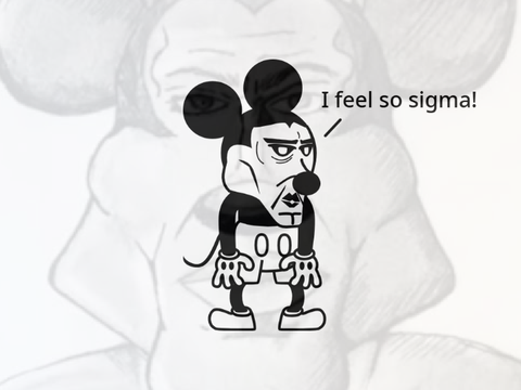 sigma mouse but he has been looksmaxxing for a whole year