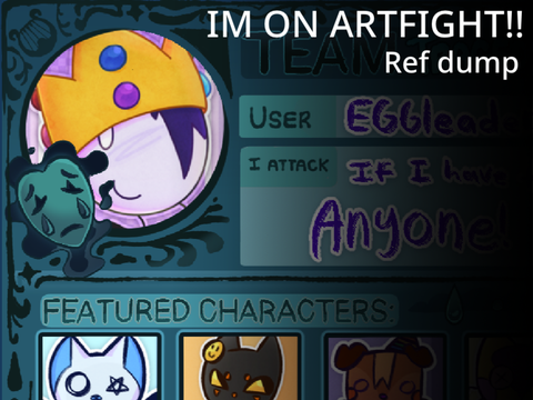 Im participating in artfight!! (Card + ref sheet dump)