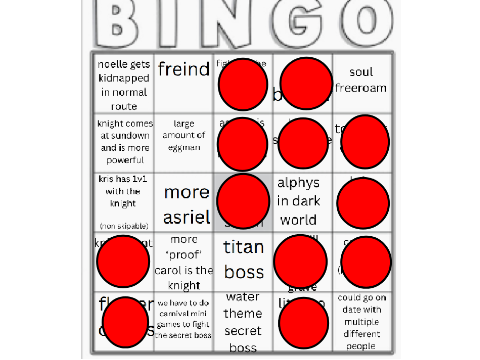  DELTARUNE chapter 5 bingo results