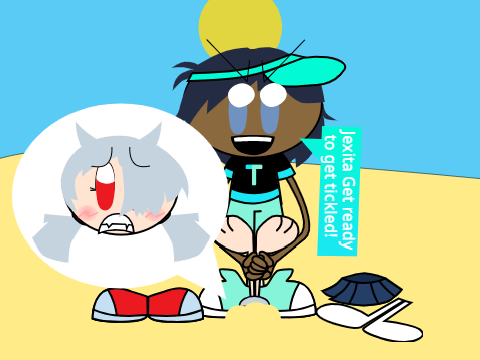 Toonzi About to Tickle Jexita while she's buried.