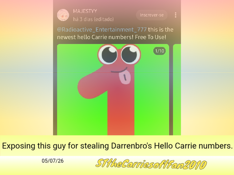 Exposing this guy for stealing Darrenbro's Hello Carrie numbers.