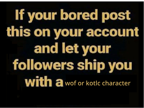 Ship me with any Wof or KOTLC character!  remix remix-2 remix remix remix remix