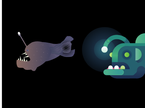Different designs of anglerfish