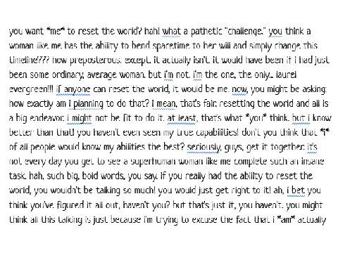 laurel resets the world (and also yaps an unnecessary amount in the process)