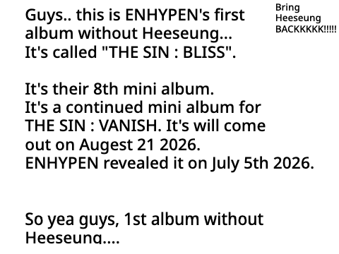 1st album without Heeseung...