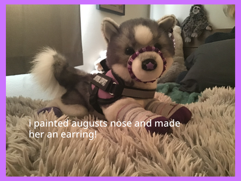 i painted augusts nose and made her an earring :3