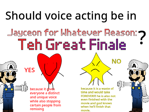 Should voice acting be in Teh Great Finale??
