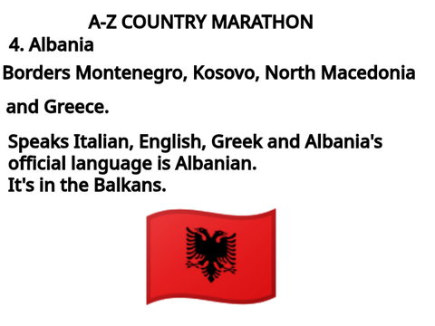 A-Z COUNTRY MARATHON - 4. ALBANIA