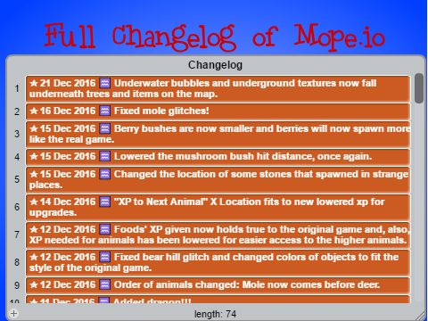 Full Mope.io Change Log!