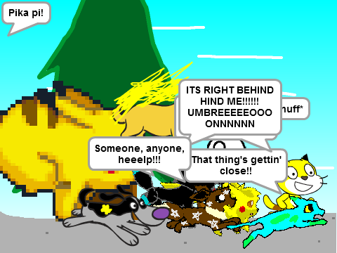 Add yourself running from the huge Pikachu! XD remix