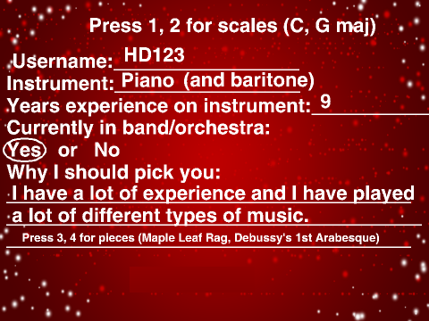 Scratch Orchestra Audition - Piano