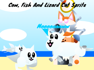 Cow, Fish And Lizard Cat (Battle Cats) Sprite