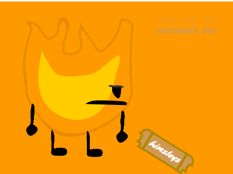 firey eating a chocolate bar