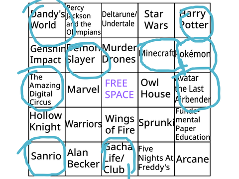 Fandom Bingo! remix