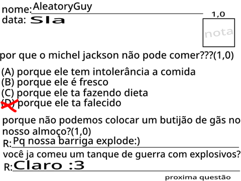 prova pra ver se você é sabo do aleatoryguy