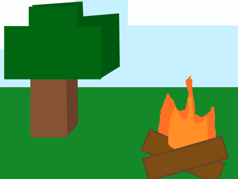 blocky campfire art