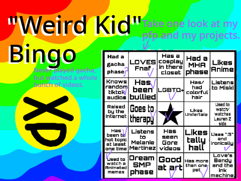 weird kid bingo =3