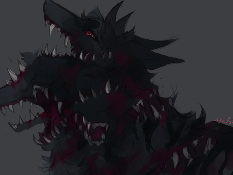 with the teeth of
