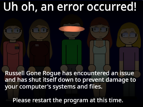 Russell Gone Rogue Error Screen