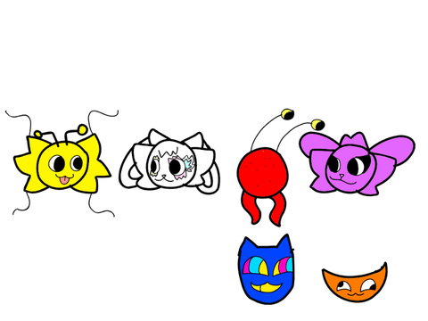 A Drawing Of Owenge, Bluvoe, Whiteia, Purplia, Reddy, and lelyoi in one of my art styles remix remix