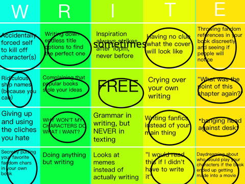 writers bingo!